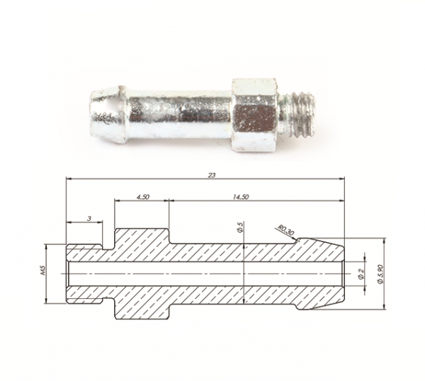 Штуцер металл M5-Ø5