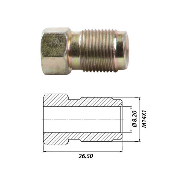 Штуцер металл M14-Ø8