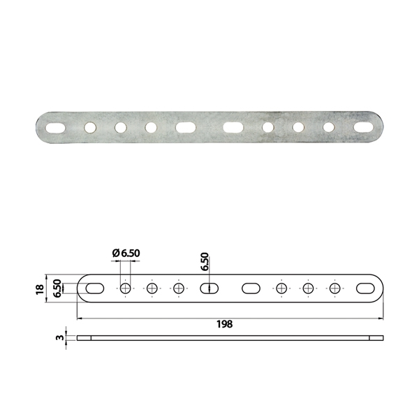 Кронштейн стальной 200 x 18 x 3,00 mm
