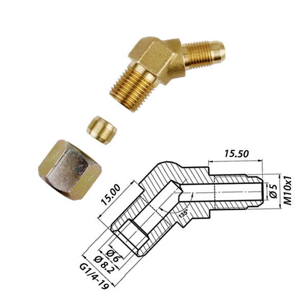 Уголок 135° M10x1 / G1/4-19