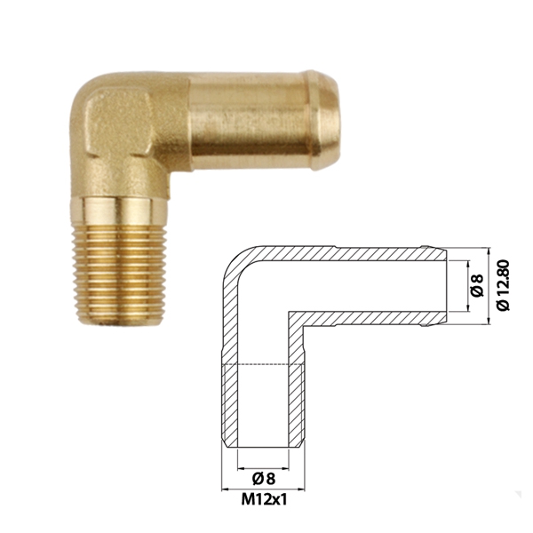 Уголок 90° M12x1 / Ø 12 mm