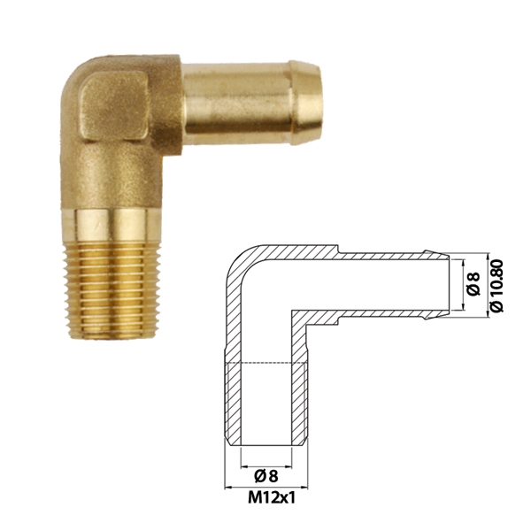 Уголок 90° M12x1 / Ø 10 mm